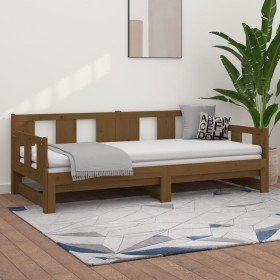 Sofá cama extraíble madera de pino marrón miel 2x(80x200) cm