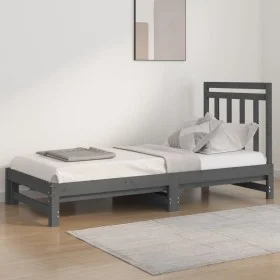 Removable sofa bed solid gray pine wood 2x(90x200) cm by vidaXL, Beds and slatted bases - Ref: Foro24-3108349, Price: 184,72 ...