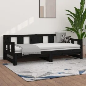 Removable sofa bed solid black pine wood 2x(80x200) cm by vidaXL, Beds and slatted bases - Ref: Foro24-820291, Price: 167,03 ...