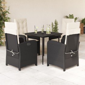 Set de muebles jardín 5 pzas con cojines ratán sintético negro