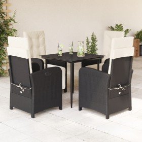 Set de muebles jardín 5 pzas con cojines ratán sintético negro Set de muebles jardín 5 pzas con cojines ratán sintético negro