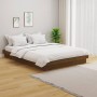 Honey brown solid wood double bed frame 120x190 cm by vidaXL, Beds and slatted bases - Ref: Foro24-819945, Price: 203,52 €, D...