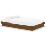 Honey brown solid wood double bed frame 120x190 cm by vidaXL, Beds and slatted bases - Ref: Foro24-819945, Price: 203,52 €, D...