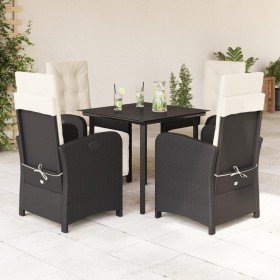 Set de muebles jardín 5 pzas con cojines ratán sintético negro