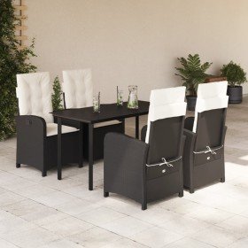 Set de muebles jardín 5 pzas con cojines ratán sintético negro en Conjuntos de jardín | Comprar online en Foro24