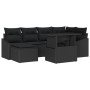 Conjunto de sofá de jardín con cojín 7 pcs Negro