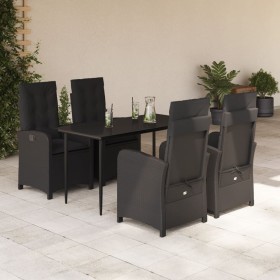 Set de muebles jardín 5 pzas con cojines ratán sintético negro
