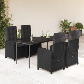Set de muebles jardín 5 pzas con cojines ratán sintético negro en Conjuntos de jardín | Comprar online en Foro24