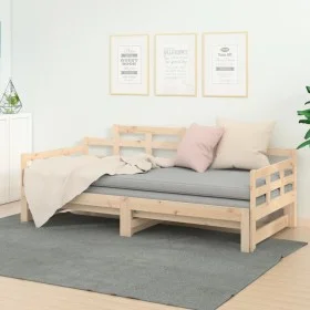 Removable sofa bed solid pine wood 2x(80x200) cm by vidaXL, Beds and slatted bases - Ref: Foro24-820347, Price: 154,11 €, Dis...