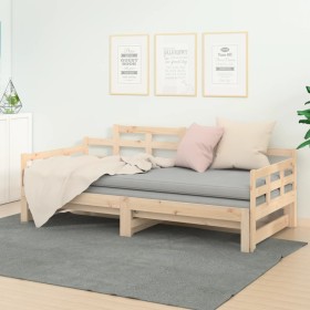 Sofá cama extraíble madera maciza de pino 2x(80x200) cm