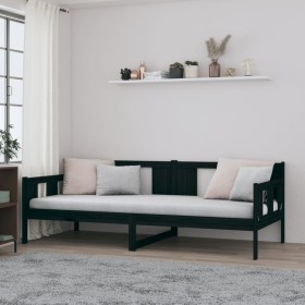 Sofá cama madera maciza de pino negro 90x190 cm