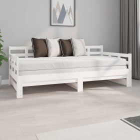 Sofá cama extraíble madera maciza de pino blanco 2x(90x190) cm