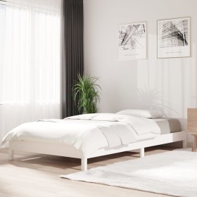 Weißes Stapelbett aus massivem Kiefernholz, 100 x 200 cm von vidaXL, Betten und Lattenroste - Ref: Foro24-820388, Preis: 125,...