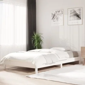 White solid pine wood stackable bed 100x200 cm by vidaXL, Beds and slatted bases - Ref: Foro24-820388, Price: 123,70 €, Disco...