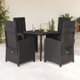 Set de muebles jardín 5 pzas con cojines ratán sintético negro