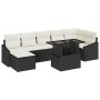 Conjunto de sofá de jardín con cojín 8 pcs Negro y crema