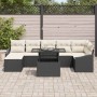 Conjunto de sofá de jardín con cojín 8 pcs Negro y crema