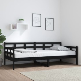 Sofá cama madera maciza de pino negro 90x200 cm de vidaXL, Camas y somieres - Ref: Foro24-820361, Precio: 127,78 €, Descuento: %