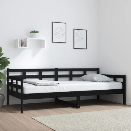 Schlafsofa aus massivem schwarzem Kiefernholz, 90 x 200 cm von vidaXL, Betten und Lattenroste - Ref: Foro24-820361, Preis: 12...