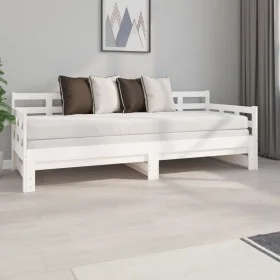 Sofá cama extraíble madera maciza de pino blanco 2x(80x200) cm de vidaXL, Camas y somieres - Ref: Foro24-820378, Precio: 189,...