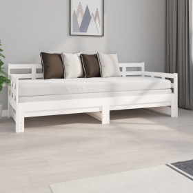 Sofá cama extraíble madera maciza de pino blanco 2x(80x200) cm