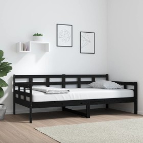 Schlafsofa aus massivem schwarzem Kiefernholz, 90 x 190 cm von vidaXL, Betten und Lattenroste - Ref: Foro24-820371, Preis: 12...