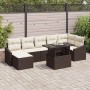 Conjunto de sofá de jardín con cojín 8 pcs Marrón y crema