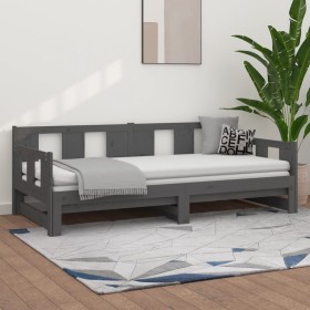 Sofá cama extraíble madera maciza de pino gris 2x(
