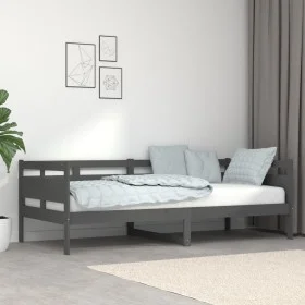 Sofá cama de madera maciza de pino gris 90x200 cm de vidaXL, Camas y somieres - Ref: Foro24-820299, Precio: 118,68 €, Descuen...