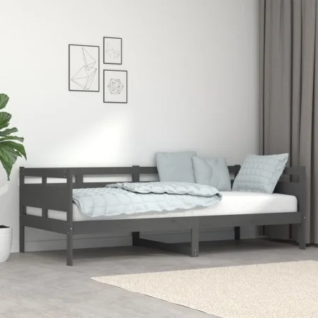 Solid gray pine wood sofa bed 90x200 cm by vidaXL, Beds and slatted bases - Ref: Foro24-820299, Price: 118,68 €, Discount: %