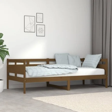 Honey brown solid pine wood sofa bed 90x200 cm by vidaXL, Beds and slatted bases - Ref: Foro24-820300, Price: 87,45 €, Discou...