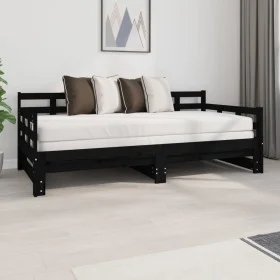 Removable sofa bed solid black pine wood 2x(90x190) cm by vidaXL, Beds and slatted bases - Ref: Foro24-820386, Price: 179,82 ...