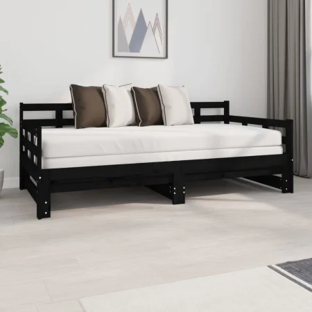 Removable sofa bed solid black pine wood 2x(90x190) cm by vidaXL, Beds and slatted bases - Ref: Foro24-820386, Price: 179,89 ...