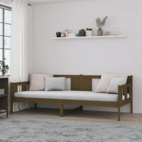 Honey brown solid pine wood sofa bed 90x200 cm by vidaXL, Beds and slatted bases - Ref: Foro24-820270, Price: 105,78 €, Disco...