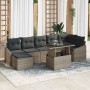 Conjunto de sofá de jardín con cojín 8 pcs Gris