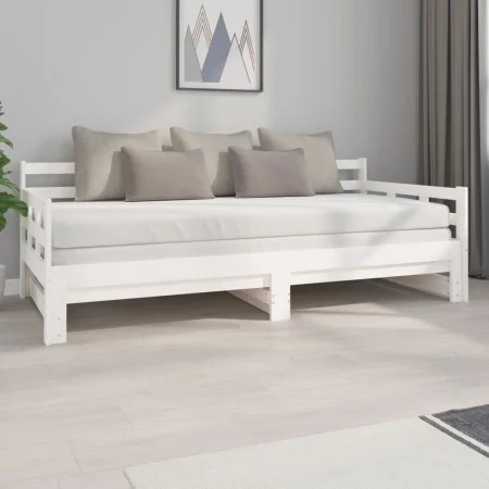 Sofá cama extraíble madera maciza de pino blanco 2x(90x200) cm de vidaXL, Camas y somieres - Ref: Foro24-820373, Precio: 185,...
