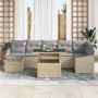 Conjunto de sofá de jardín con cojín 8 pcs beige y gris claro