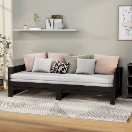 Sofá cama extraíble madera maciza de pino negro 2x(80x200) cm de vidaXL, Camas y somieres - Ref: Foro24-820261, Precio: 206,0...