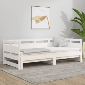 Sofá cama extraíble madera maciza de pino blanco 2x(90x200) cm