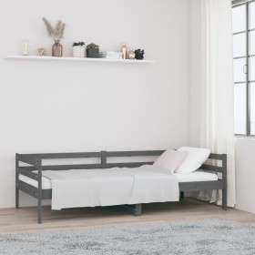 Sofá cama madera maciza de pino gris 90x190 cm