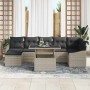 Conjunto de sofá de jardín con cojín 8 pcs Gris claro