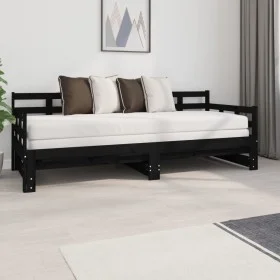 Removable sofa bed solid black pine wood 2x(80x200) cm by vidaXL, Beds and slatted bases - Ref: Foro24-820381, Price: 176,62 ...