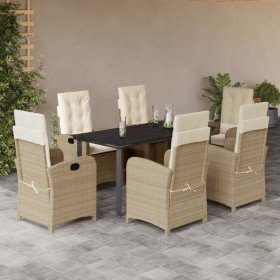 Set comedor de jardín 7 pzas con cojines ratán sintético beige en Conjuntos de jardín | Comprar online en Foro24