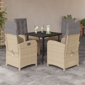 Set comedor de jardín 5 pzas con cojines ratán sintético beige en Conjuntos de jardín | Comprar online en Foro24