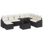 Conjunto de sofá de jardín con cojín 9 pcs Negro y crema
