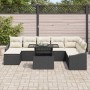 Conjunto de sofá de jardín con cojín 9 pcs Negro y crema
