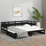 Removable sofa bed solid black pine wood 2x(80x200) cm by vidaXL, Beds and slatted bases - Ref: Foro24-820321, Price: 182,18 ...