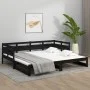 Removable sofa bed solid black pine wood 2x(80x200) cm by vidaXL, Beds and slatted bases - Ref: Foro24-820321, Price: 155,59 ...