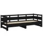 Abnehmbares Schlafsofa aus massivem schwarzem Kiefernholz, 2 x (80 x 200) cm von vidaXL, Betten und Lattenroste - Ref: Foro24...