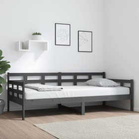 Solid gray pine wood sofa bed 90x200 cm by vidaXL, Beds and slatted bases - Ref: Foro24-820359, Price: 128,02 €, Discount: %